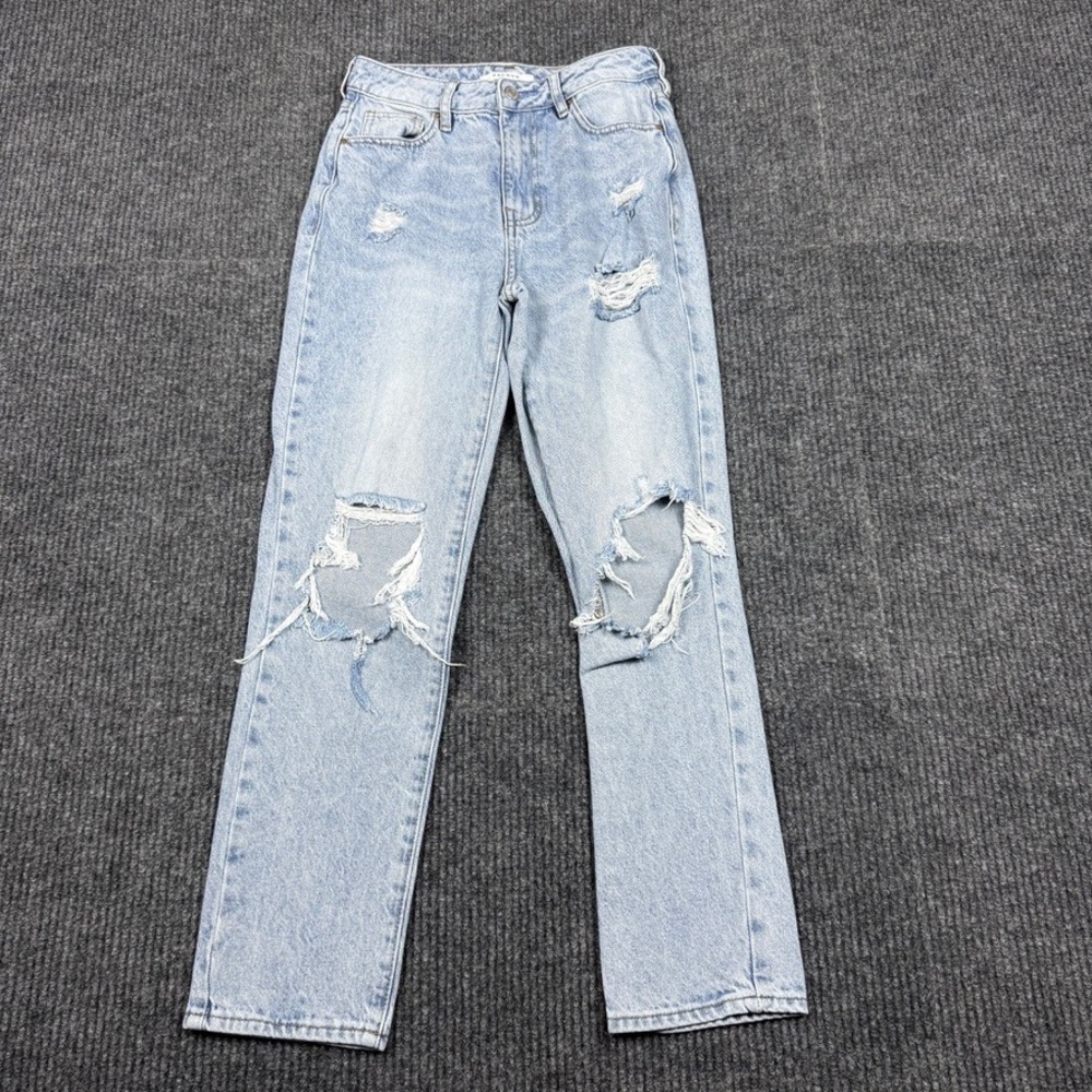 PacSun Women Light Wash Distressed Mom Jeans Size 24 High Rise 860BT210621